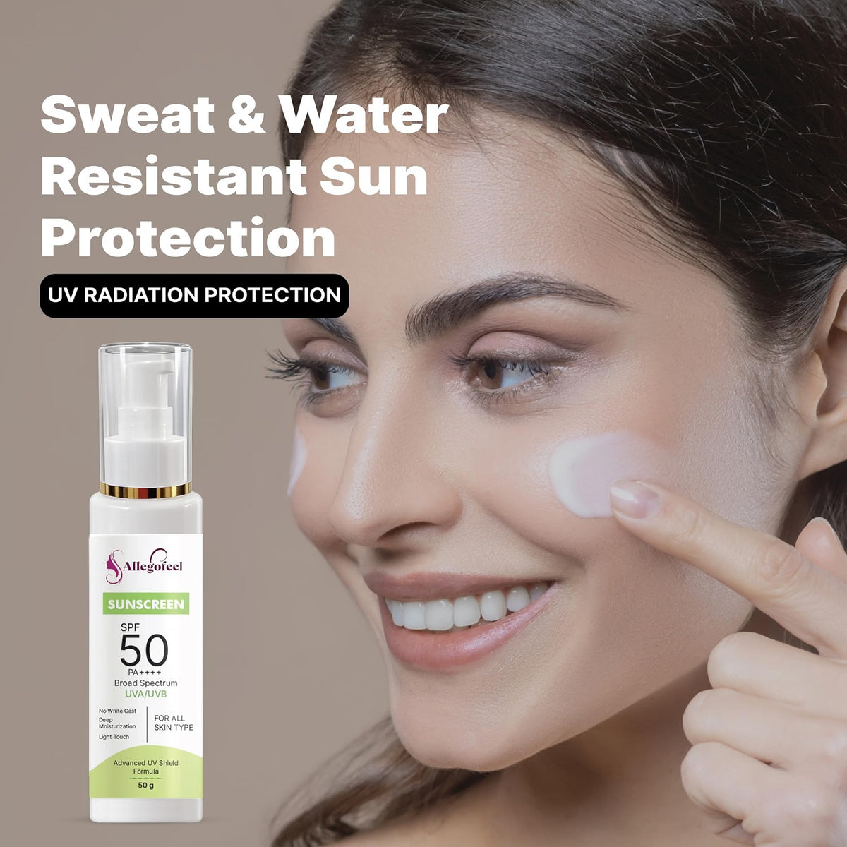 SPF 50 PA++++ Broad Spectrum Sunscreen for Face & Body – Lightweight, Non-Greasy, No White Cast UV Protection 50gm