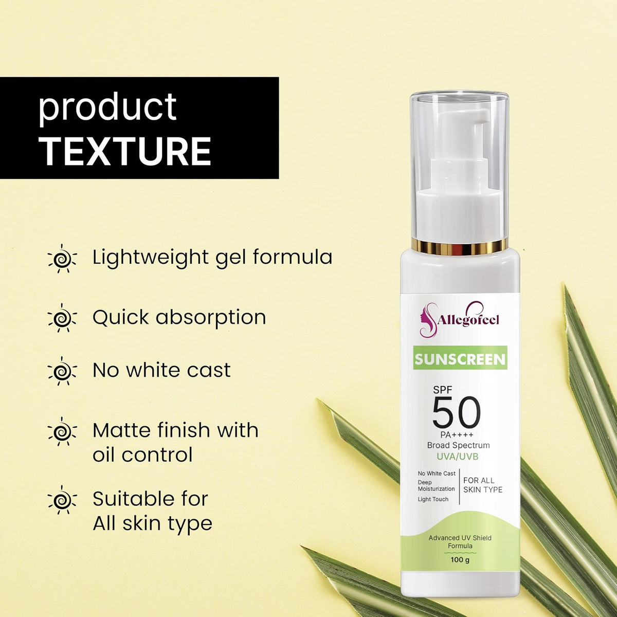 SPF 50 PA++++ Broad Spectrum Sunscreen for Face & Body – Lightweight, Non-Greasy, No White Cast UV Protection 50gm